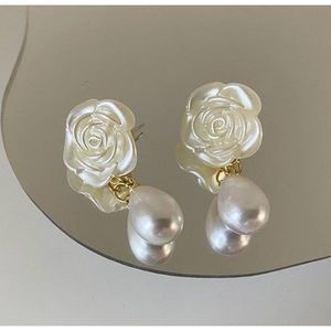 Rose Pearl Clip On Earrings